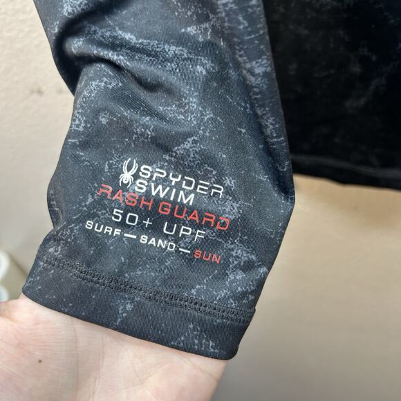 Spyder Rash Guard Long Sleave Swim Shirt Mens Medium Surf Sand Sun UPF 50 Black - Picture 3 of 5